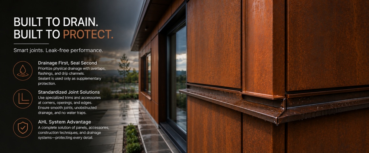 Sloppy Joint Construction on Corten Steel Siding Creates Hidden Leak Risks